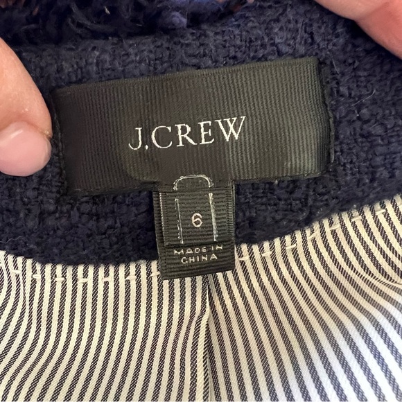 J. Crew E8493 Navy Blue Tweed Motorcycle Jacket Blazer Women’s Size 6 - Picture 6 of 10